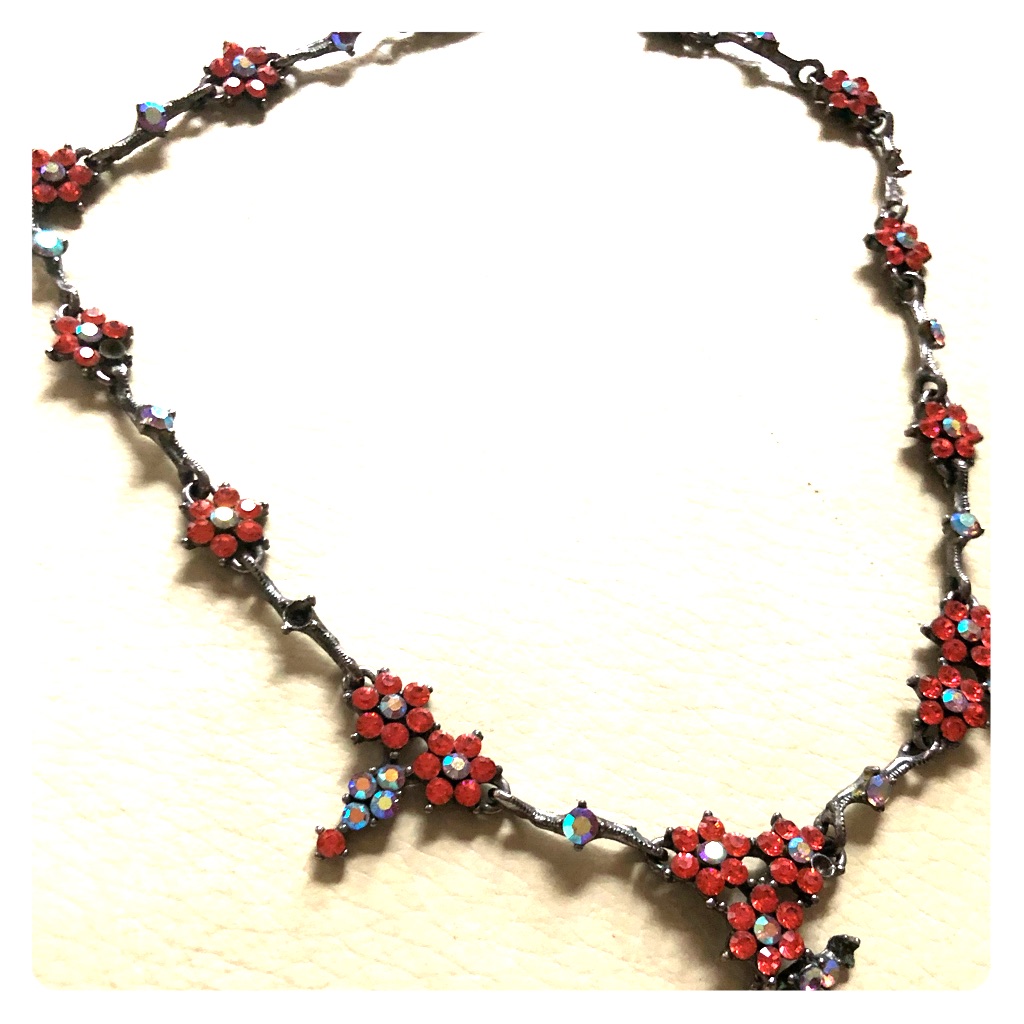 Fun Flower Pink Crystal 16 Necklace